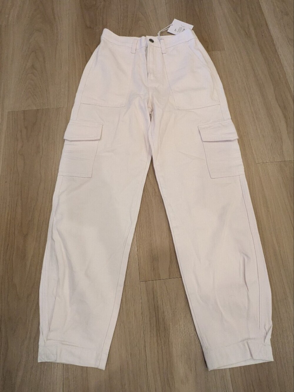 Pistola's White Josephine High Rise Tapered Cargo Pants White Jeans Size 25